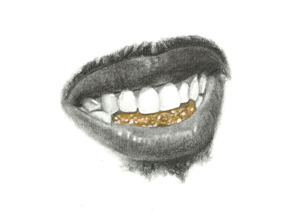 1023x731 kanye angie crabtree graphite and gouache on paper - Grillz Drawing
