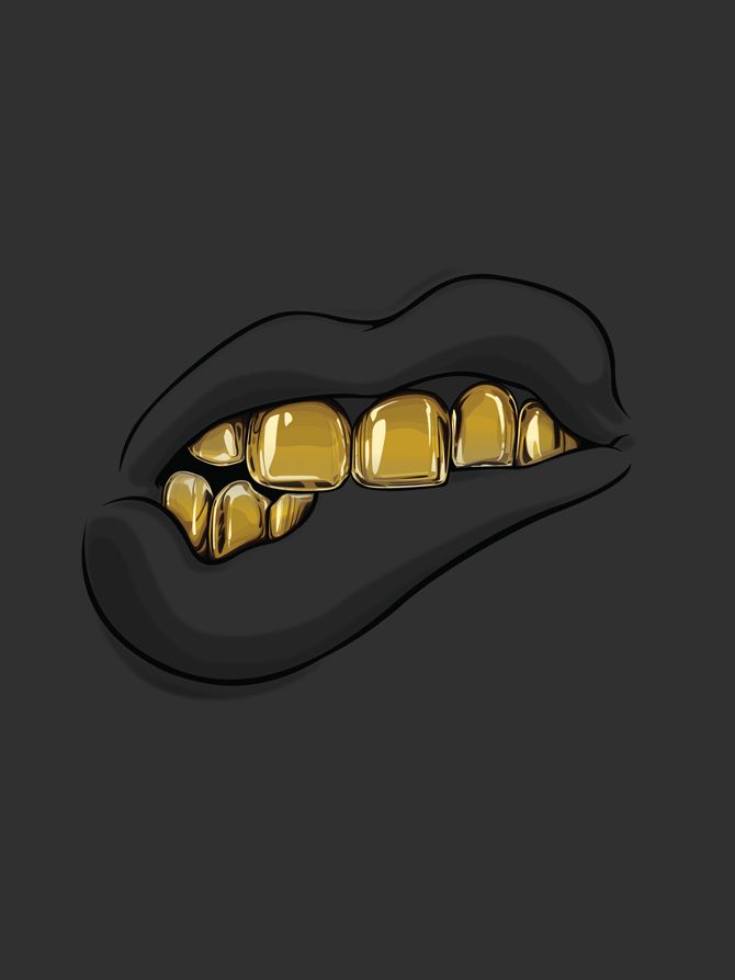 670x894 Golden Teeth!! Halloween Teeth Grillz In Art - Grillz Drawing