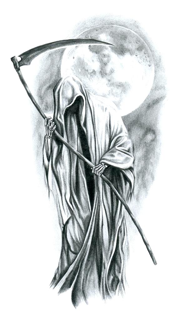 grim reaper drawing holding a rose