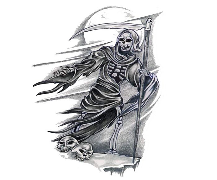 700x582 skulls and reapers reaper skull tattoo grim reaper face - Grim Reaper Face Drawing