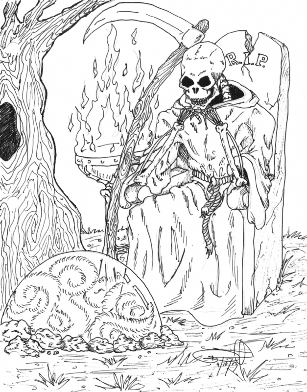 627x800 Grim Reaper, In Pedro Bonilla's Fantasy Comic Art Gallery Room - Grim Reaper Line Drawing
