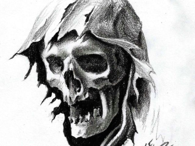 640x480 skull drawing grim reaper mike packer reaper head graphite pencil - Grim Reaper Pencil Drawings