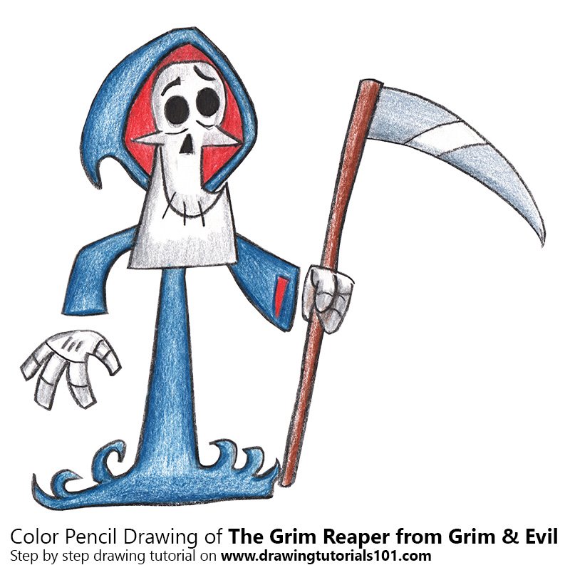 800x800 the grim reaper from grim evil colored pencils - Grim Reaper Pencil Drawings