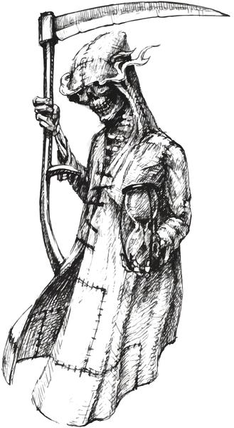 329x600 Vintage Grim Reaper Pencil Sketch Cartoon Vinyl Decal Sticker - Grim Reaper Pencil Drawings