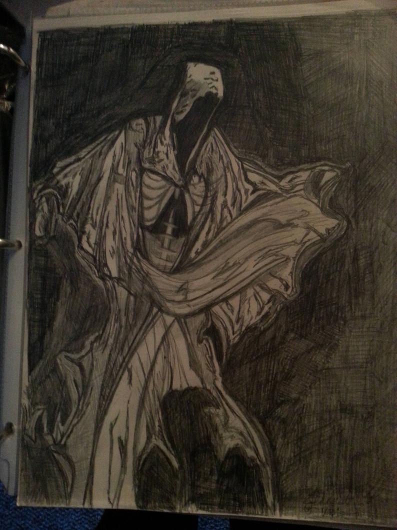 794x1059 Black And White Grim Reaper Original Drawing In Pencilhooded Etsy - Grim Reaper Pencil Drawings