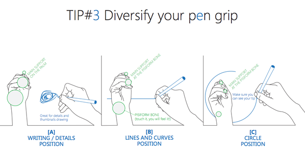 622x313 tip ways to hold your pen - Grip Drawing