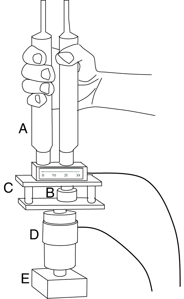 599x972 drawing of the dynamometer for the lifting task showing - Grip Drawing
