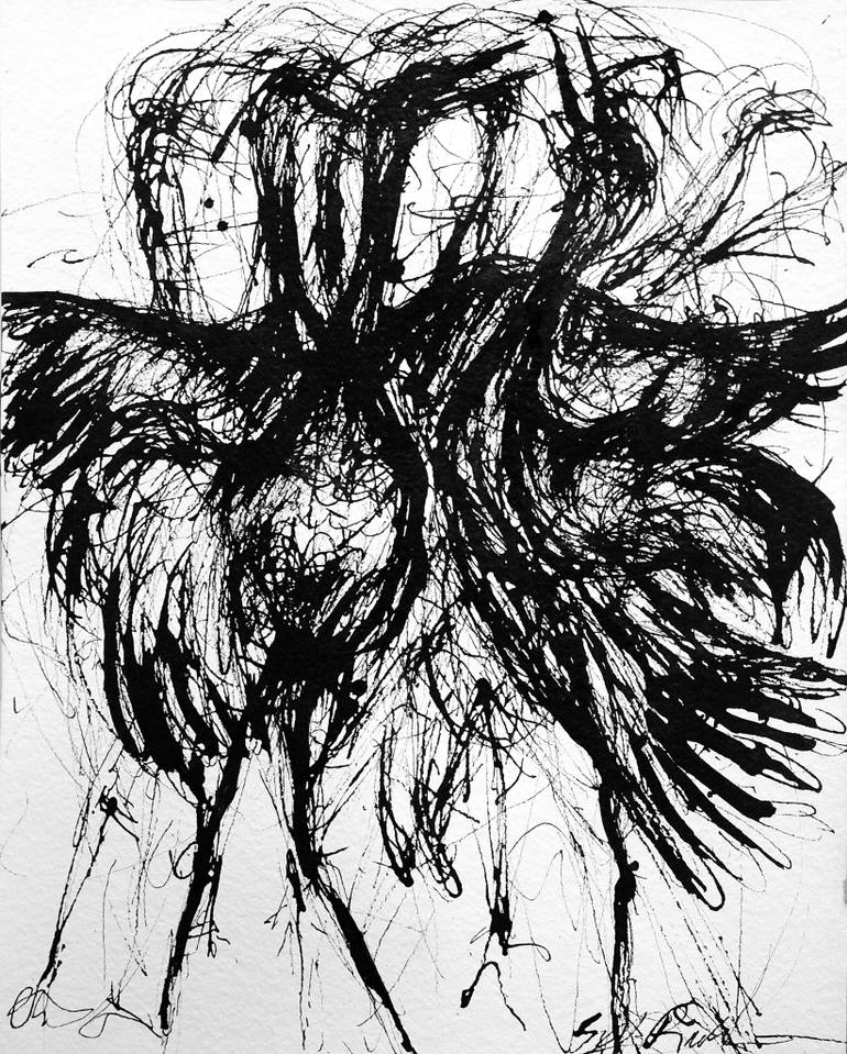 770x959 Kraniche Drawing - Grit Drawing