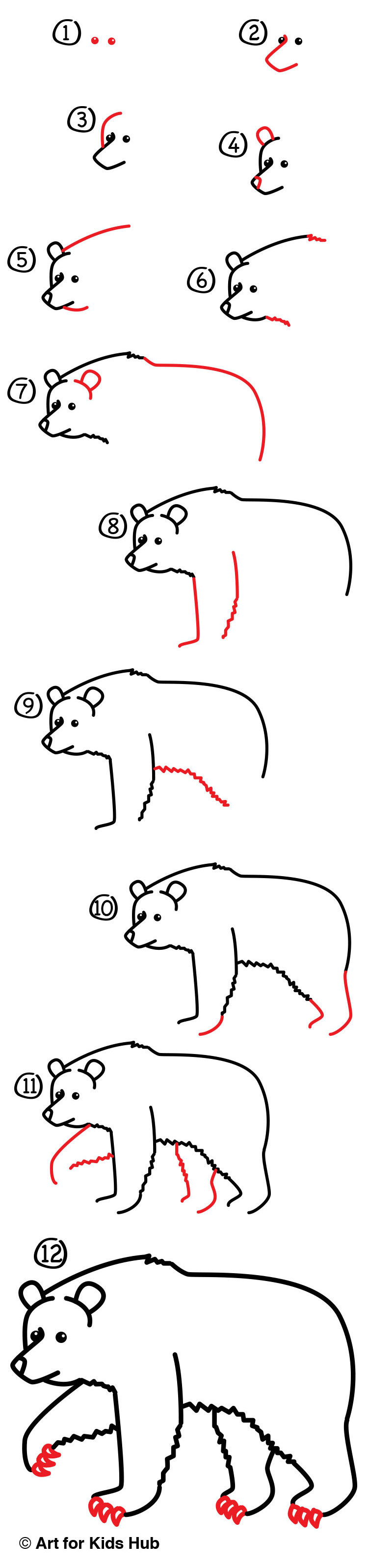 750x3191 how to draw a grizzly bear - Grizzly Bear Drawing