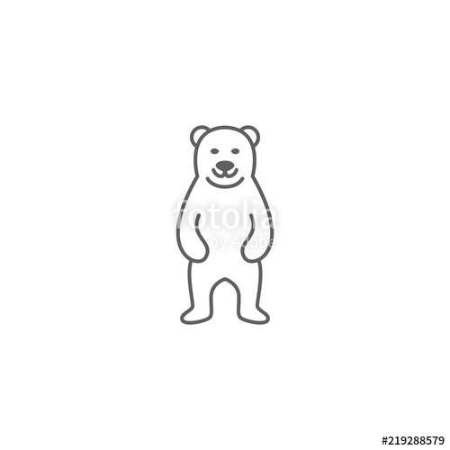 500x500 Standing Grizzly Bear Logo Mascot Icon Simple Outline Line Art - Grizzly Bear Drawing Standing