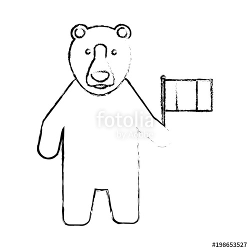 500x500 Standing Grizzly Bear Holding Canadian Flag Vector Illustration - Grizzly Bear Drawing Standing