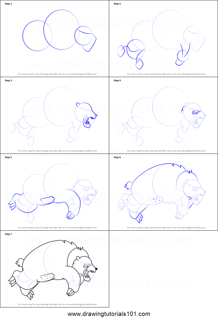 751x1107 how to draw grizzly bear from happy tree friends printable step - Grizzly Bear Drawing Step By Step