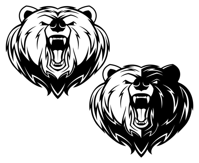 794x650 Grizzly Bear Head Mascot Etsy - Grizzly Bear Head Drawing