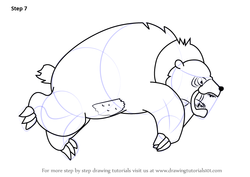 843x596 How To Draw A Grizzly Bear - Grizzly Bear Line Drawing
