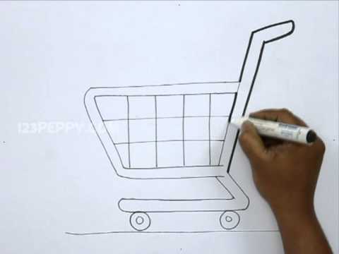 480x360 How To Draw A Shopping Cart - Grocery Cart Drawing