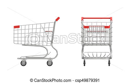450x288 Rendering Of A Shopping Cart With A Red Handle In Front - Grocery Cart Drawing