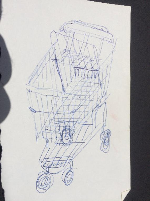 570x760 the grocery cart digital scan of unsigned sketch - Grocery Cart Drawing