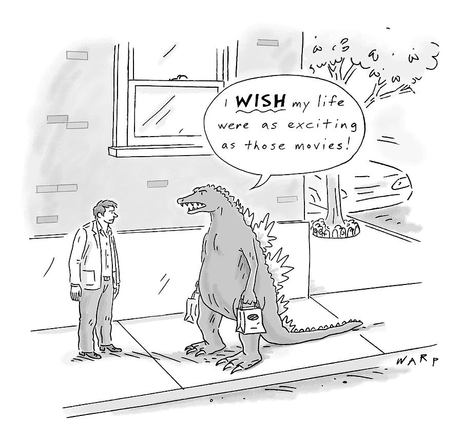 900x853 godzilla, carrying bags from the grocery store drawing - Grocery Drawing