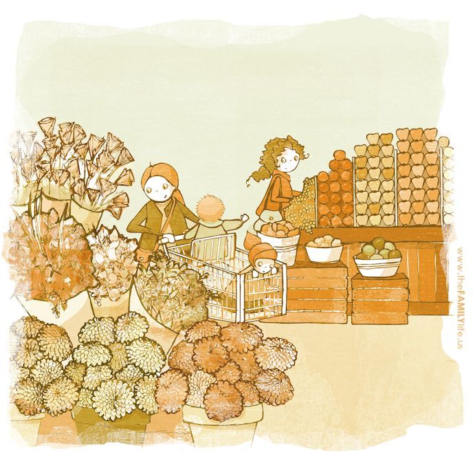 688x688 grocery store floral produce department display drawing mom kids - Grocery Drawing