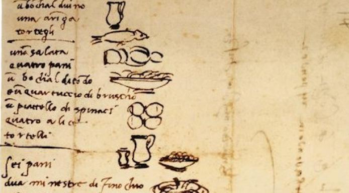 694x383 Michelangelo A Rare Look - Grocery List Drawing