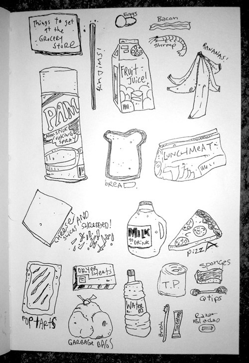 500x730 Things To Get - Grocery List Drawing