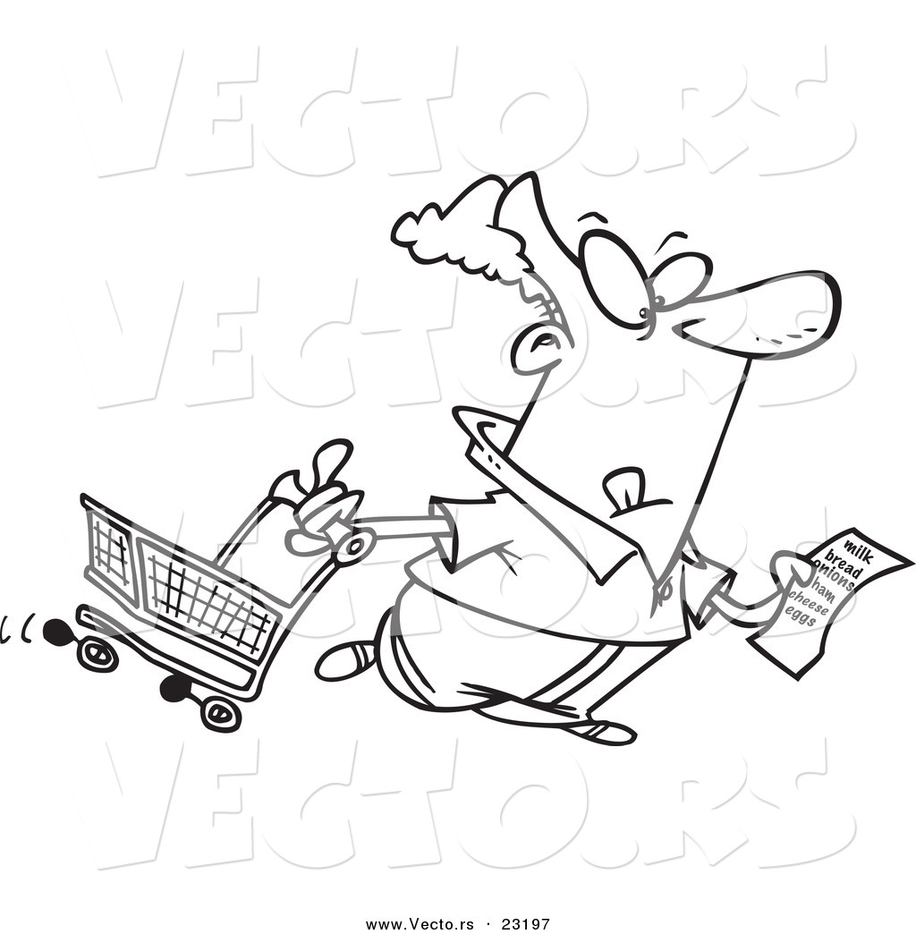 1024x1044 Vector Of A Cartoon Guy With A Shopping List - Grocery List Drawing