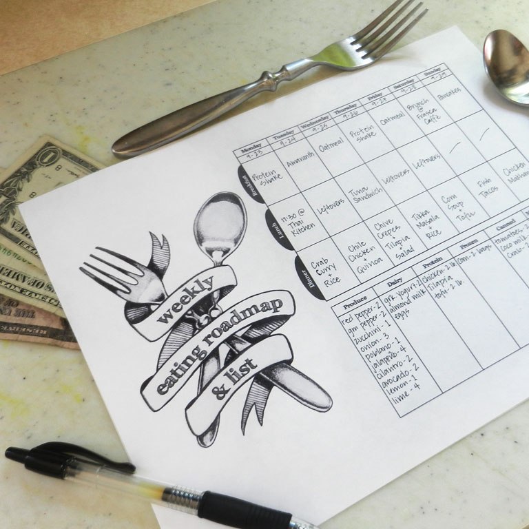 768x768 weekly eating roadmap printable grocery list the postman's knock - Grocery List Drawing