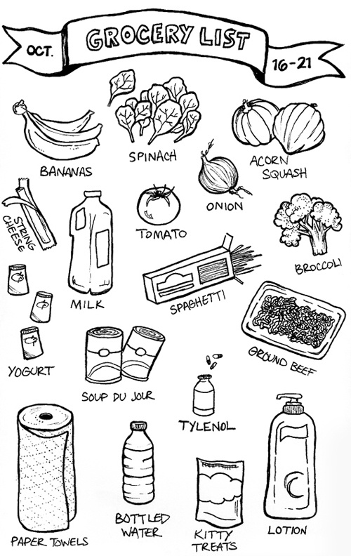 500x792 An Illustrated List Inspire - Grocery List Drawing