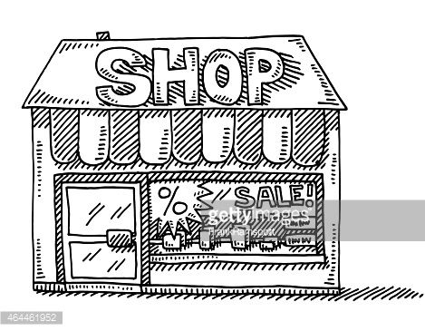 469x365 store clipart black and white great free clipart, silhouette - Grocery Store Drawing