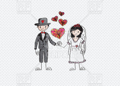 400x288 colorful sketch of bride and groom vector image of people tumdee - Groom And Bride Drawing