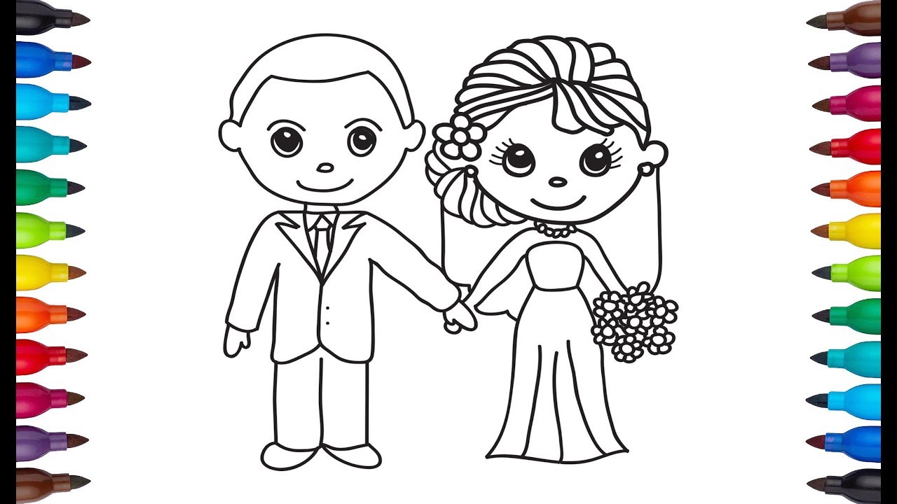 Groom And Bride Drawing at PaintingValley.com | Explore collection of ...