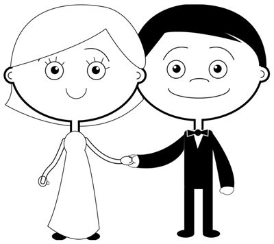 400x356 how to draw cartoon bride and groom step - Groom And Bride Drawing