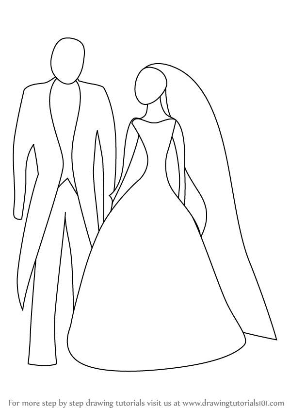 598x844 learn how to draw bride and groom for kids - Groom And Bride Drawing