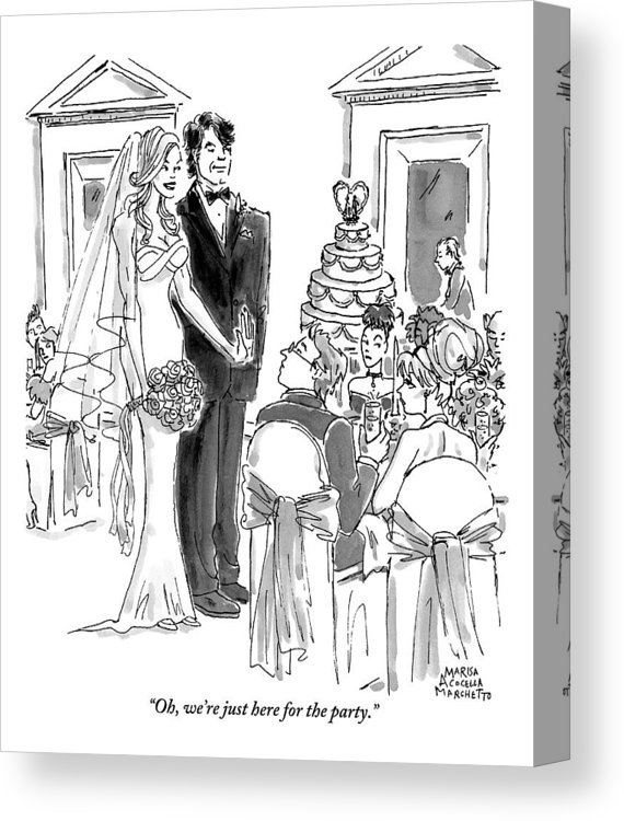 570x750 a bride and groom to the guests at their wedding canvas print - Groom And Bride Drawing