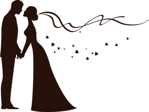 500x377 bride and groom silhouette - Groom And Bride Drawing