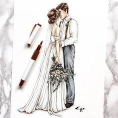 236x236 bride and groom sketch creatively wedding illustration - Groom And Bride Drawing