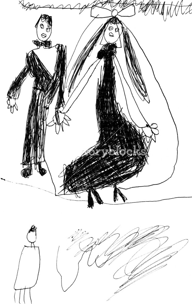 632x1000 Childs Drawing - Groom And Bride Drawing