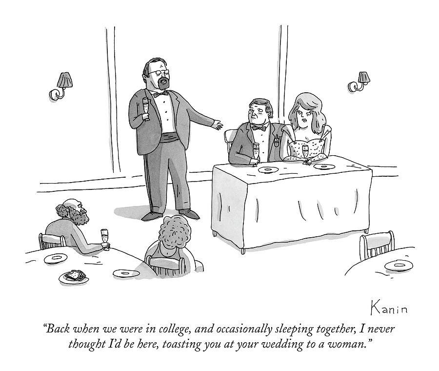 900x760 a man gives a toast to the bride and groom drawing - Groom And Bride Drawing