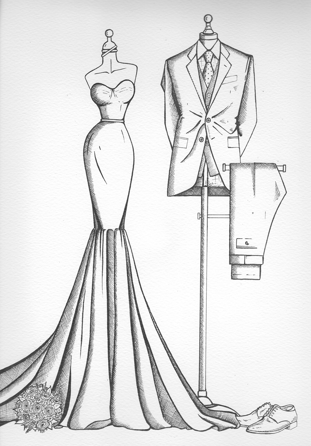 1046x1500 bride n' groom sketch - Groom And Bride Drawing