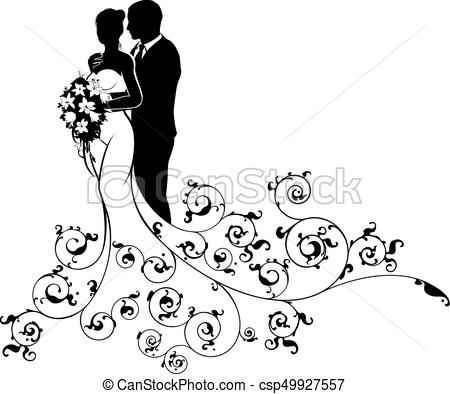 450x394 bride and groom wedding bridal dress silhouette a bride and groom - Groom And Bride Drawing