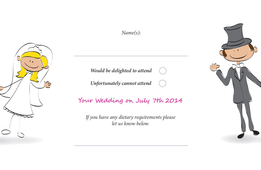 1048x683 Bride Groom Drawing Rsvp Postcard Weddingprint Ie - Groom Drawing