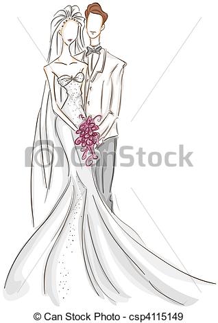 318x470 Bride And Groom Sketch - Groom Drawing