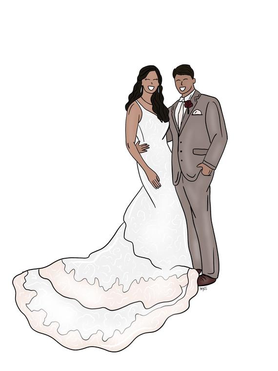 570x760 digital wedding portrait digital two person portrait digital etsy - Groom Drawing