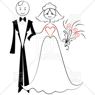 400x400 Sketch Of Bride And Groom Vector Image Of People - Groom Drawing