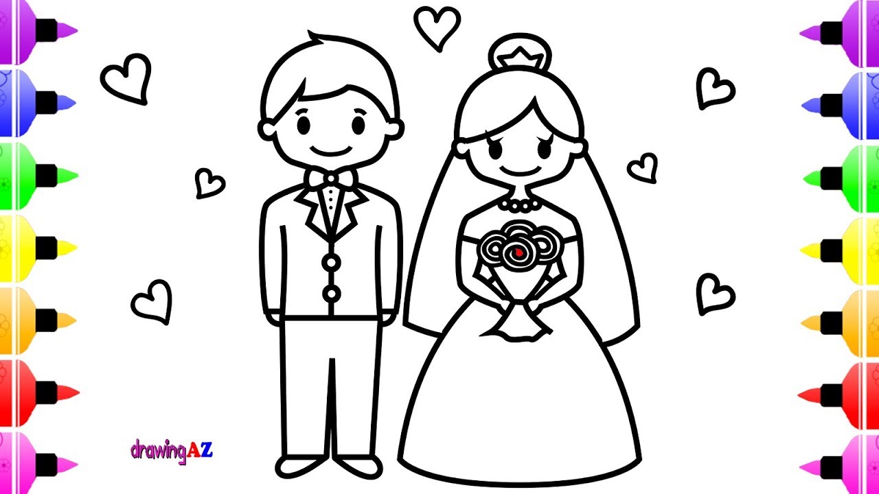 1280x720 Wedding Bride And Groom Coloring - Groom Drawing