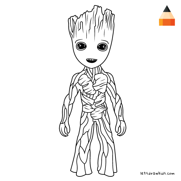 600x600 how to draw groot teenager - Groot Drawing