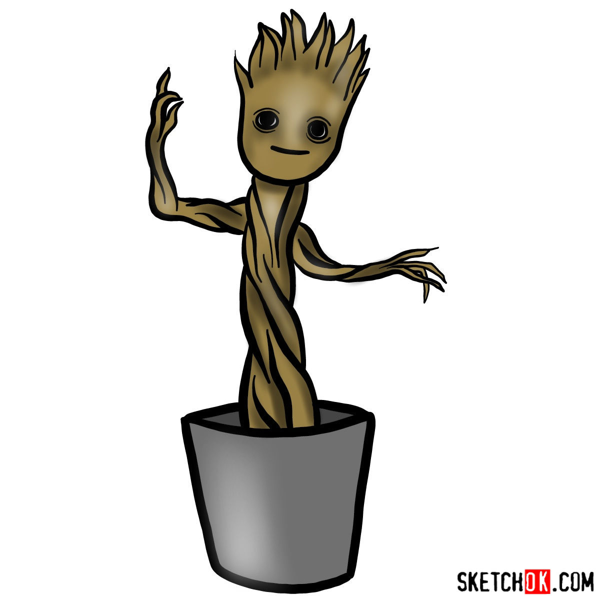 1200x1200 how to draw baby groot in a pot - Groot Drawing