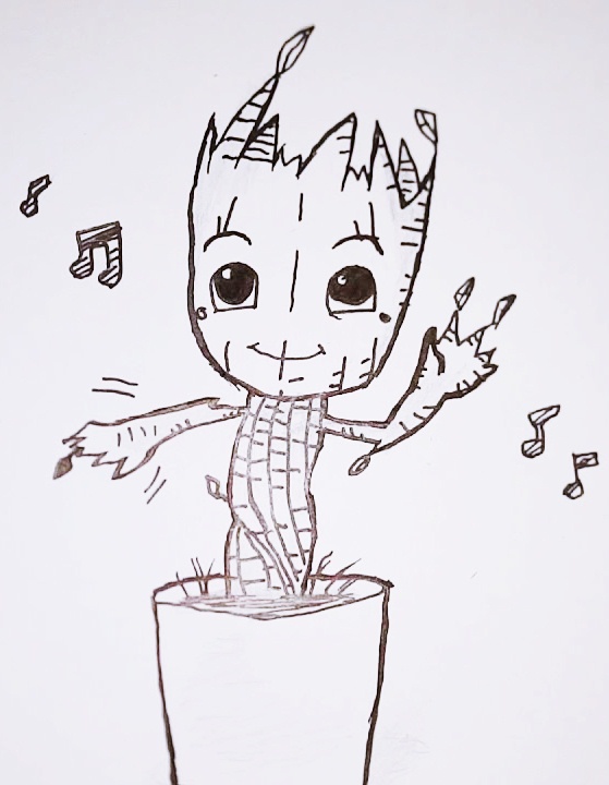 559x720 baby groot drawing best drawing skill - Groot Drawing