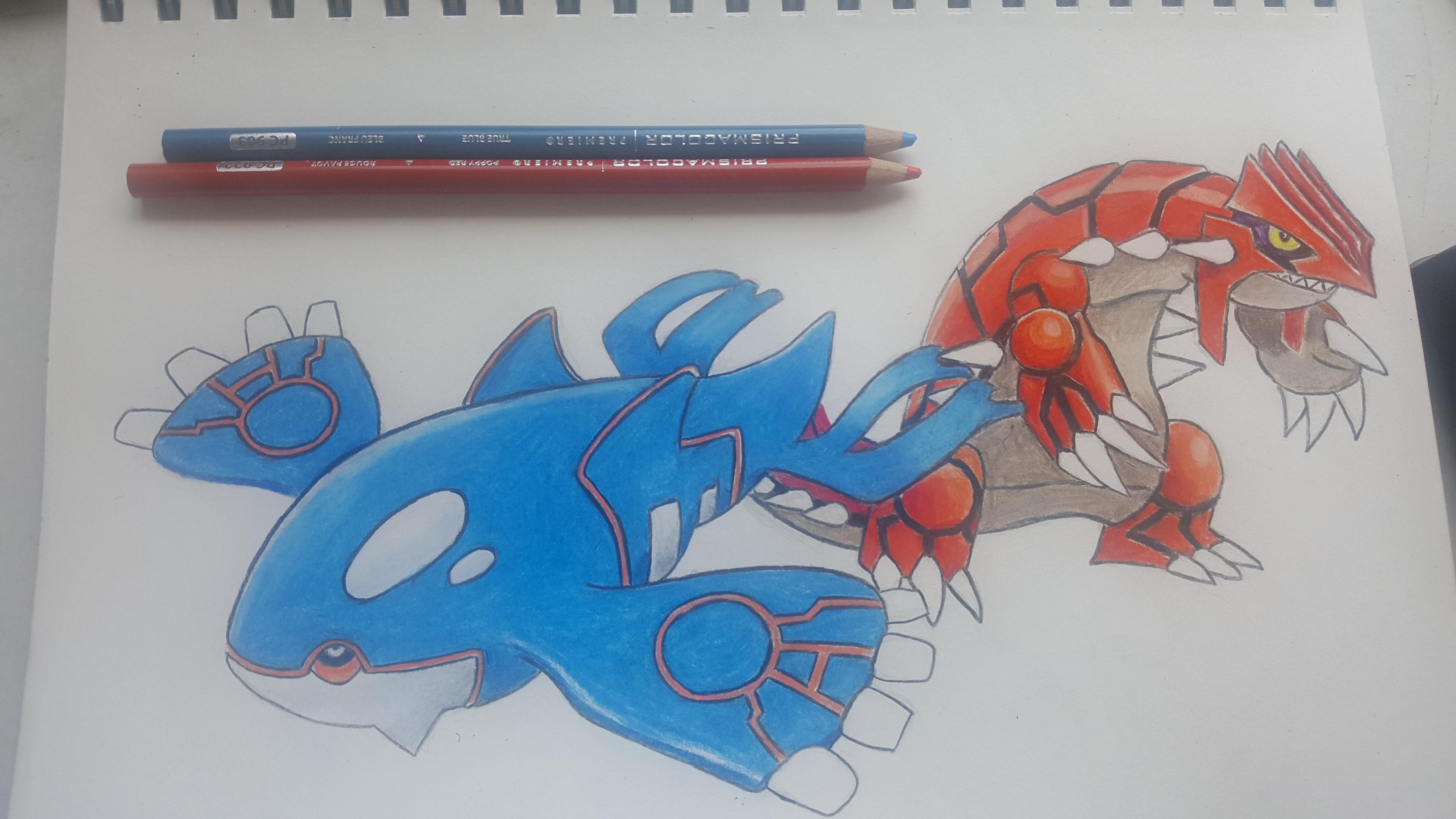 3264x1836 my drawing of kyogre and groudon pokemon - Groudon Drawing