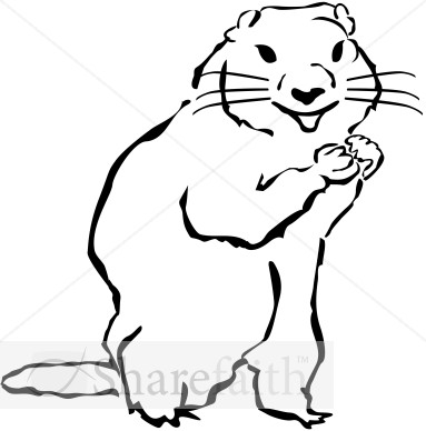 383x388 Groundhog Wildlife Clipart - Groundhog Line Drawing